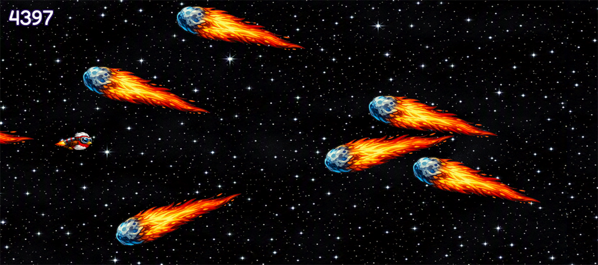 Rocket Robin dodging meteors
